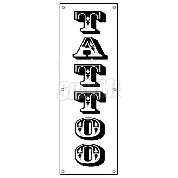 TATTOO BANNER SIGN Vertical shop artist body modification art piercing